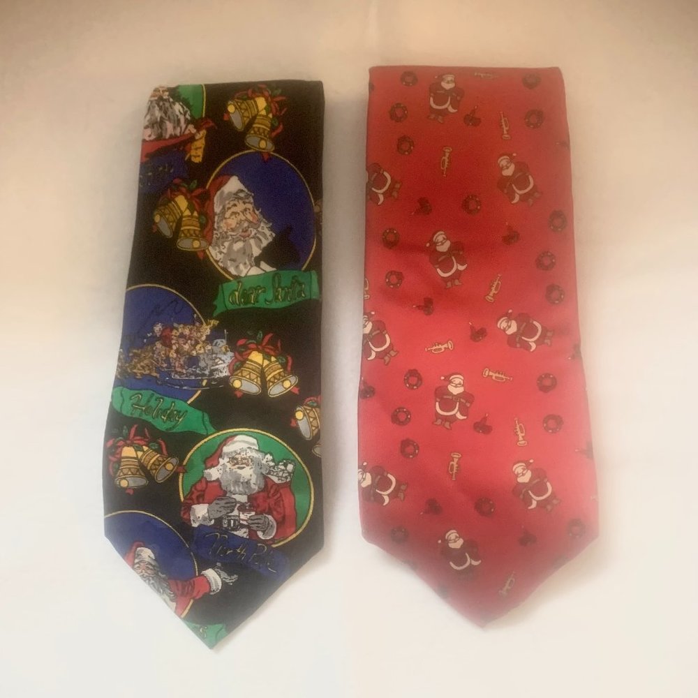 🎄Christmas In July🎄2 Ties:  Red Noel 100% Silk/Blue Company B 100% Polyester